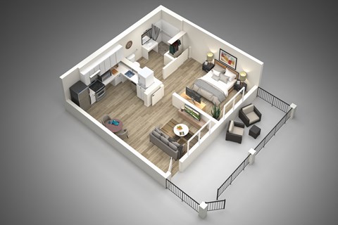 Floor plan for 1 bed, 1 bath, 680 sqft